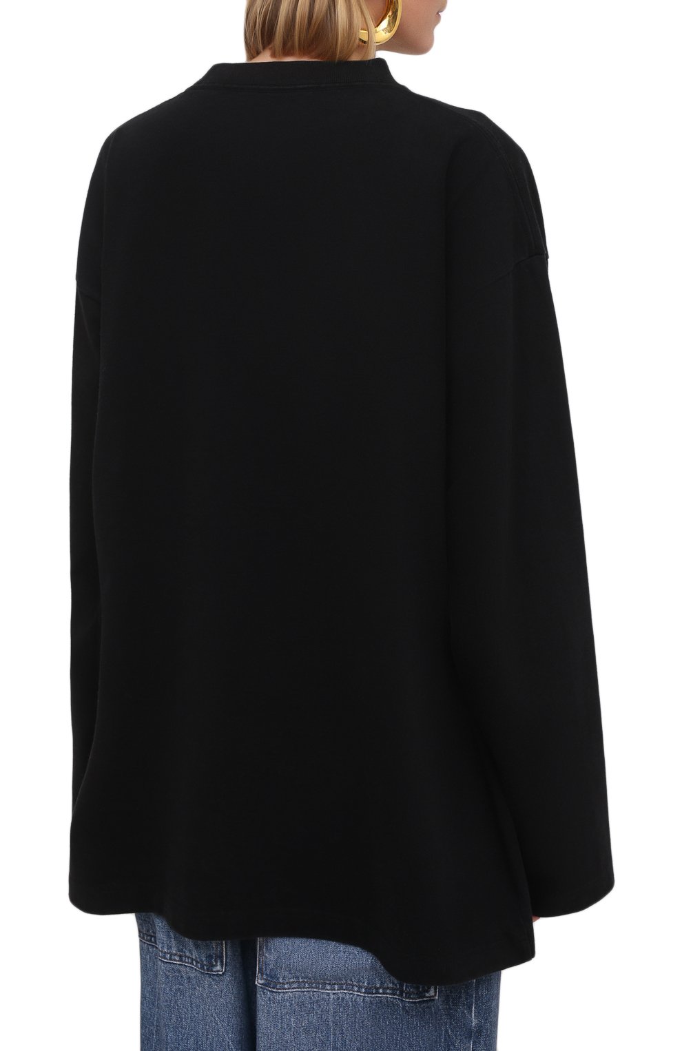 Хлопковый лонгслив BALENCIAGA черного цвета по цене 51950 руб., арт. 646222/TJV96, фото 4 Хлопковый лонгслив BALENCIAGA, арт. 646222/TJV96, фото 4