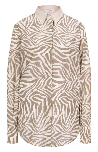 Женская рубашка из хлопка и шелка BRUNELLO CUCINELLI, арт. MQ996RA406