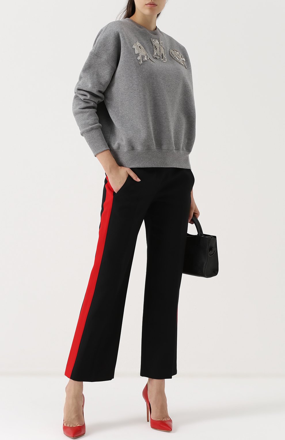 Хлопковый свитшот с декоративной отделкой ALEXANDER MCQUEEN, арт. 485347/QJZ09, фото 2