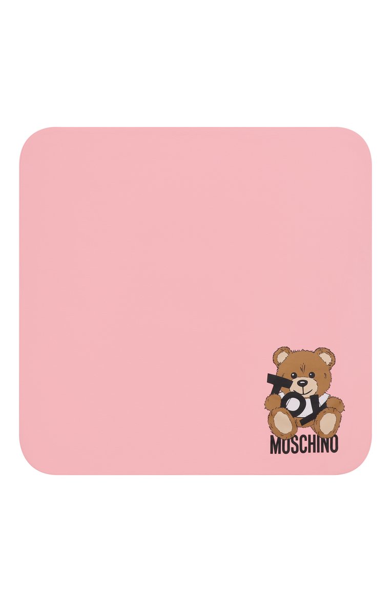 Детского хлопковое одеяло MOSCHINO розового цвета, арт. MNB00F/LCA19 | Фото 3 (Нос: Не проставлено; Материал сплава: Проставлено; Материал: Текстиль, Хлопок; Тематический товар: Teddy Bear)