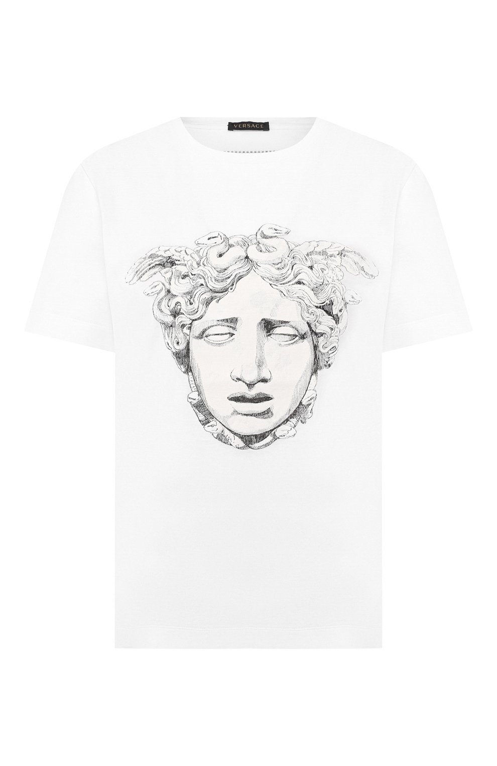 Хлопковая футболка VERSACE белого цвета по цене 53800 руб., арт. A82297/A201952, фото 1 Хлопковая футболка VERSACE, арт. A82297/A201952, фото 1