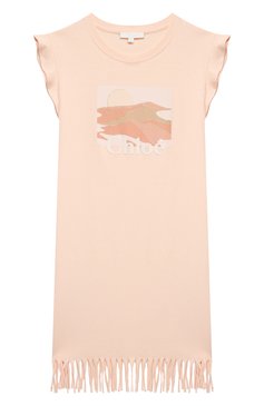 Детское хлопковое платье CHLOÉ светло-розового цвета, арт. C12812 | Фото 1 (Девочки Кросс-КТ: Платье-одежда; Материал внешний: Хлопок; Рукава: Короткие; Случай: Повседневный; Региональные ограничения белый список (Axapta Mercury): RU, Не проставлено; Драгоценные камни: Проставлено; Материал сплава: Проставлено)