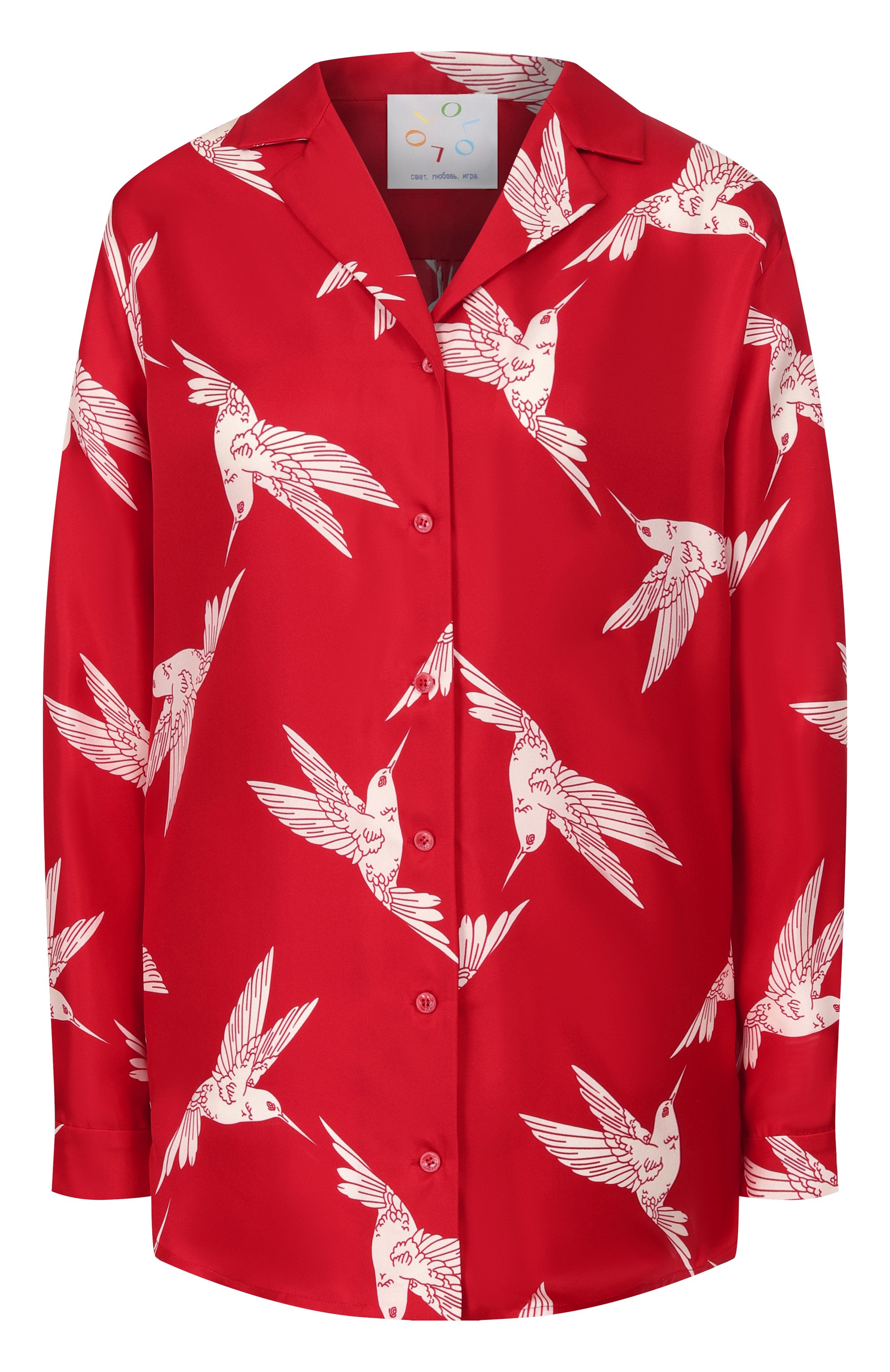 Шелковая блузка OLOLOL красного цвета по цене 49000 руб., арт. OLBL071/6010.COLIBRI600, фото 1 Шелковая блузка OLOLOL, арт. OLBL071/6010.COLIBRI600, фото 1