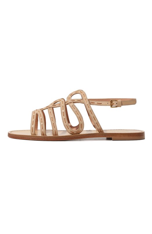 Кожаные сандалии Alberta Ferretti Бежевый, фото 4