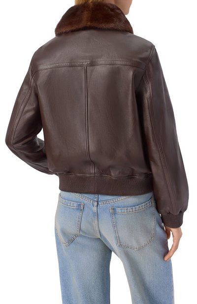 Кожаный бомбер с отделкой из норки YVES SALOMON, арт. V20255/APXX, фото 4