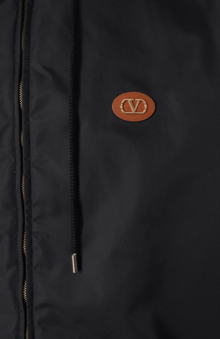 Мужская куртка VALENTINO черного цвета, арт. 6V3CJL155CM | Фото 6 (Длина (верхняя одежда): Короткие; Стили: Кэжуэл; Рукава: Длинные; Кросс-КТ: Легкие; Материал подклада: Синтетический материал; Материал внешний: Синтетический материал)