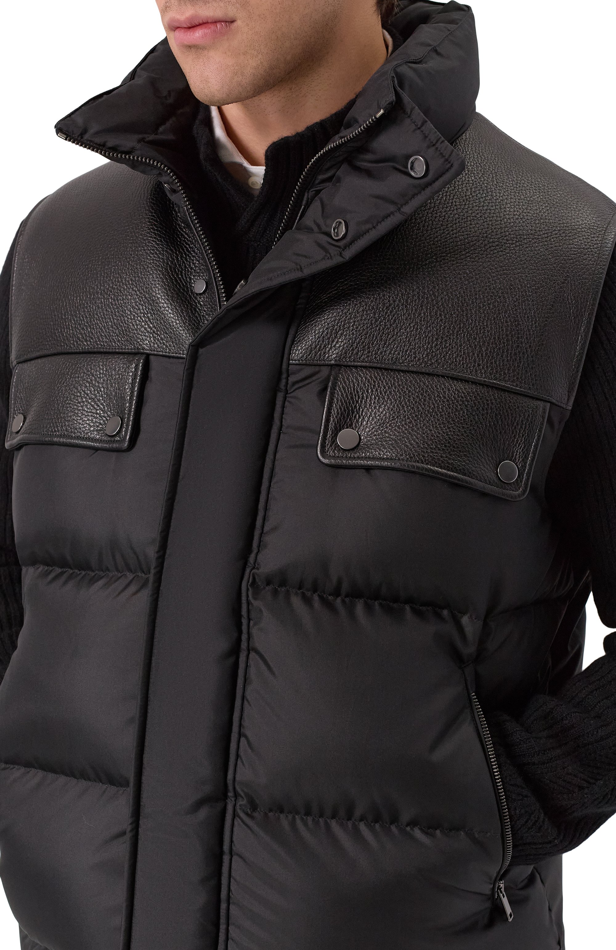 Пуховый жилет из шелка с кожаной отделкой MVST, арт. M25.1PM.0012D, фото 5