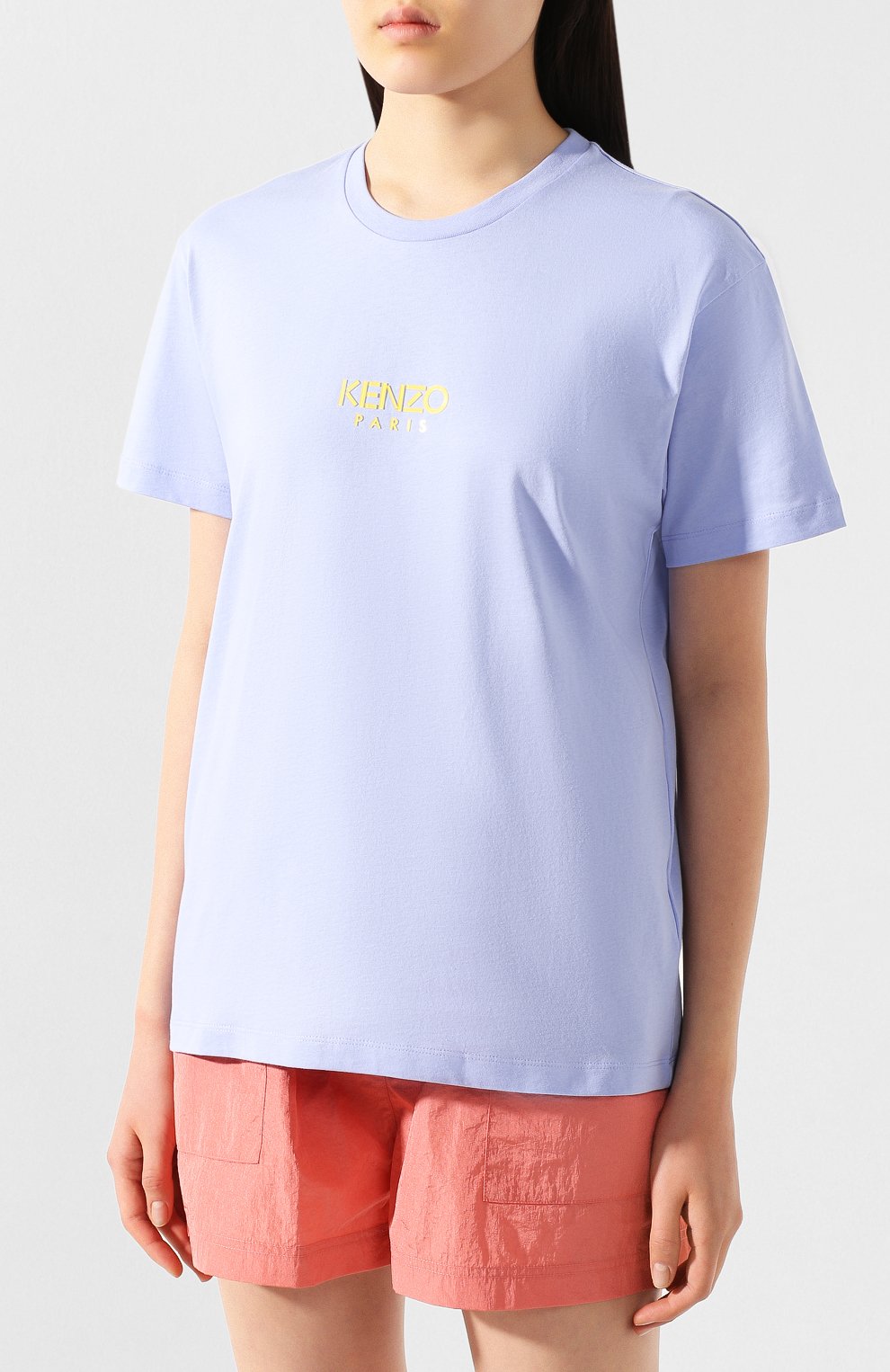Хлопковая футболка KENZO сиреневого цвета по цене 12100 руб., арт. FA52TS955937, фото 3 Хлопковая футболка KENZO, арт. FA52TS955937, фото 3