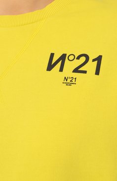 Женский хлопковый свитшот N21 желтого цвета, арт. N2M/E031/6330 | Фото 5 (Рукава: Длинные; Длина (для топов): Стандартные; Материал сплава: Проставлено; Материал внешний: Хлопок; Стили: Спорт-шик; Драгоценные камни: Проставлено; Женское Кросс-КТ: Свитшот-одежда)