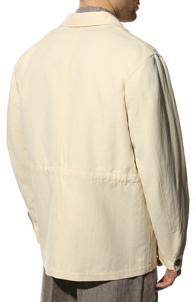 Куртка-рубашка из хлопка и льна LORO PIANA кремового цвета по цене 190000 руб., арт. FAM0384, фото 4 Куртка-рубашка из хлопка и льна LORO PIANA, арт. FAM0384, фото 4