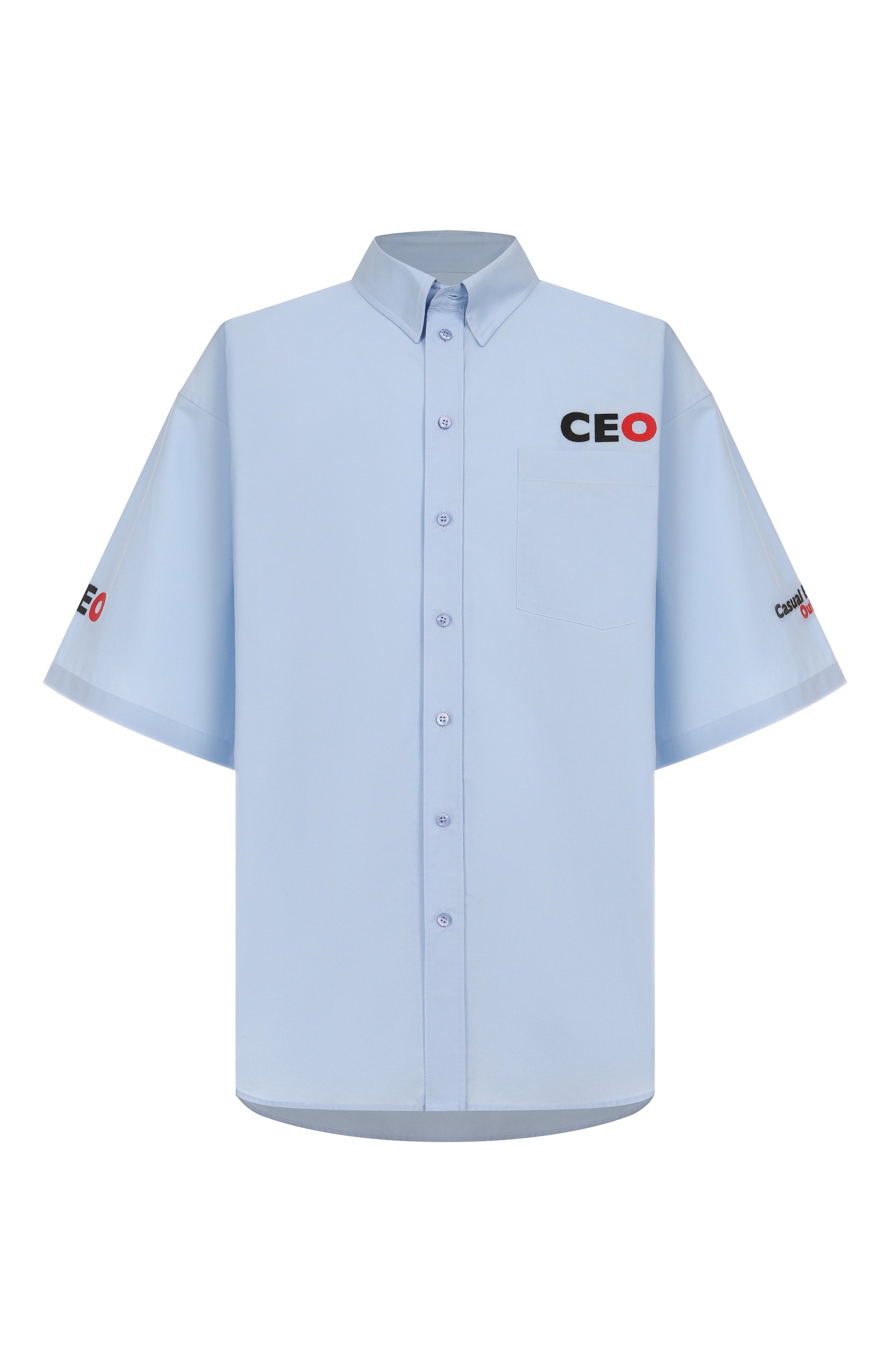 Хлопковая рубашка BALENCIAGA голубого цвета по цене 134500 руб., арт. 839187/TNM60, фото 1 Хлопковая рубашка BALENCIAGA, арт. 839187/TNM60, фото 1