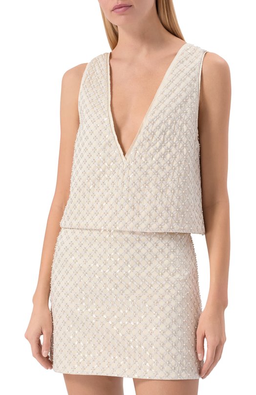 Топ с отделкой пайетками Dorothee Schumacher 348606 Кремовый  348606 Фото 3