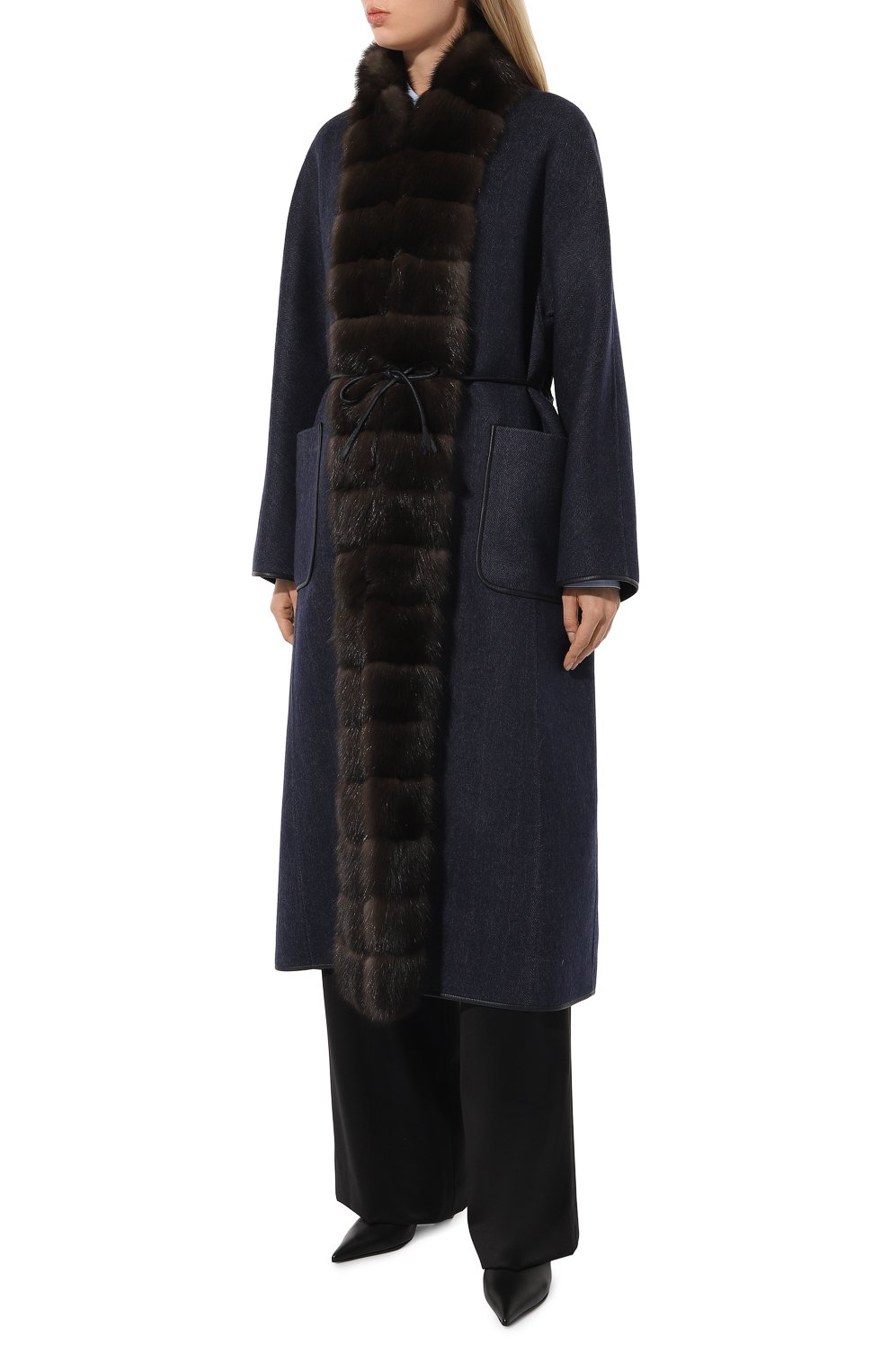 Кашемировое пальто с отделкой из меха соболя SABLEFUR, арт. 72213-sb-02, фото 3