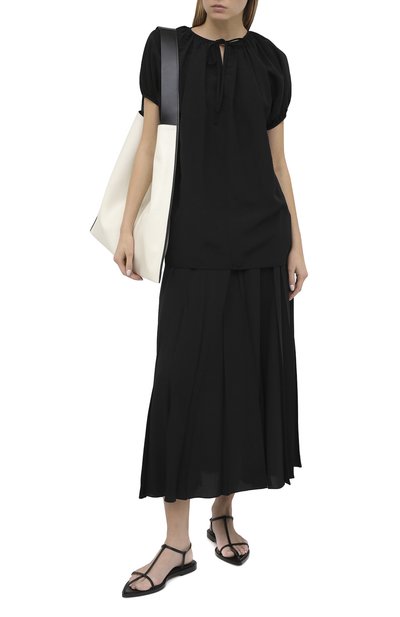 Топ из вискозы и льна JIL SANDER черного цвета по цене 49950 руб., арт. JSCR560606-WR391000, фото 2 Топ из вискозы и льна JIL SANDER, арт. JSCR560606-WR391000, фото 2