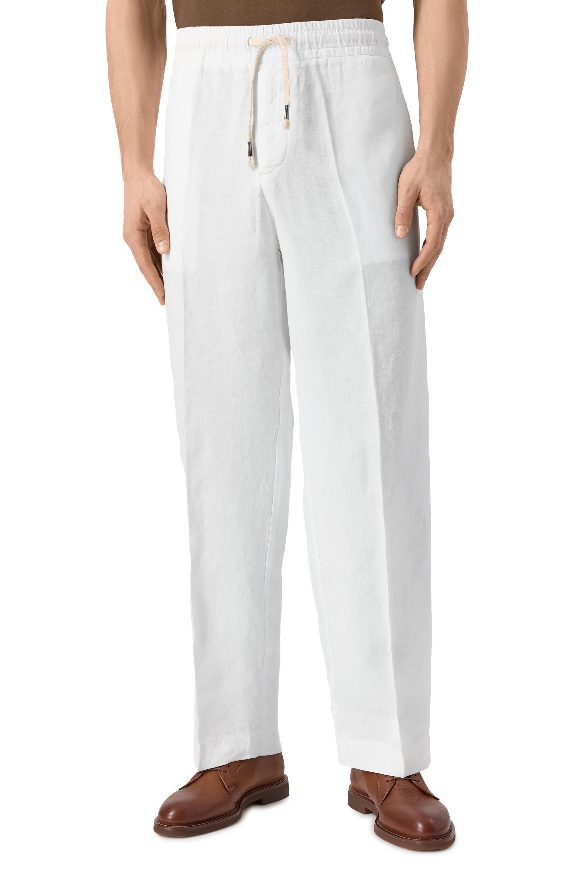 Льняные брюки INLINUM белого цвета по цене 29950 руб., арт. PAJAMA18, фото 3 Льняные брюки INLINUM, арт. PAJAMA18, фото 3