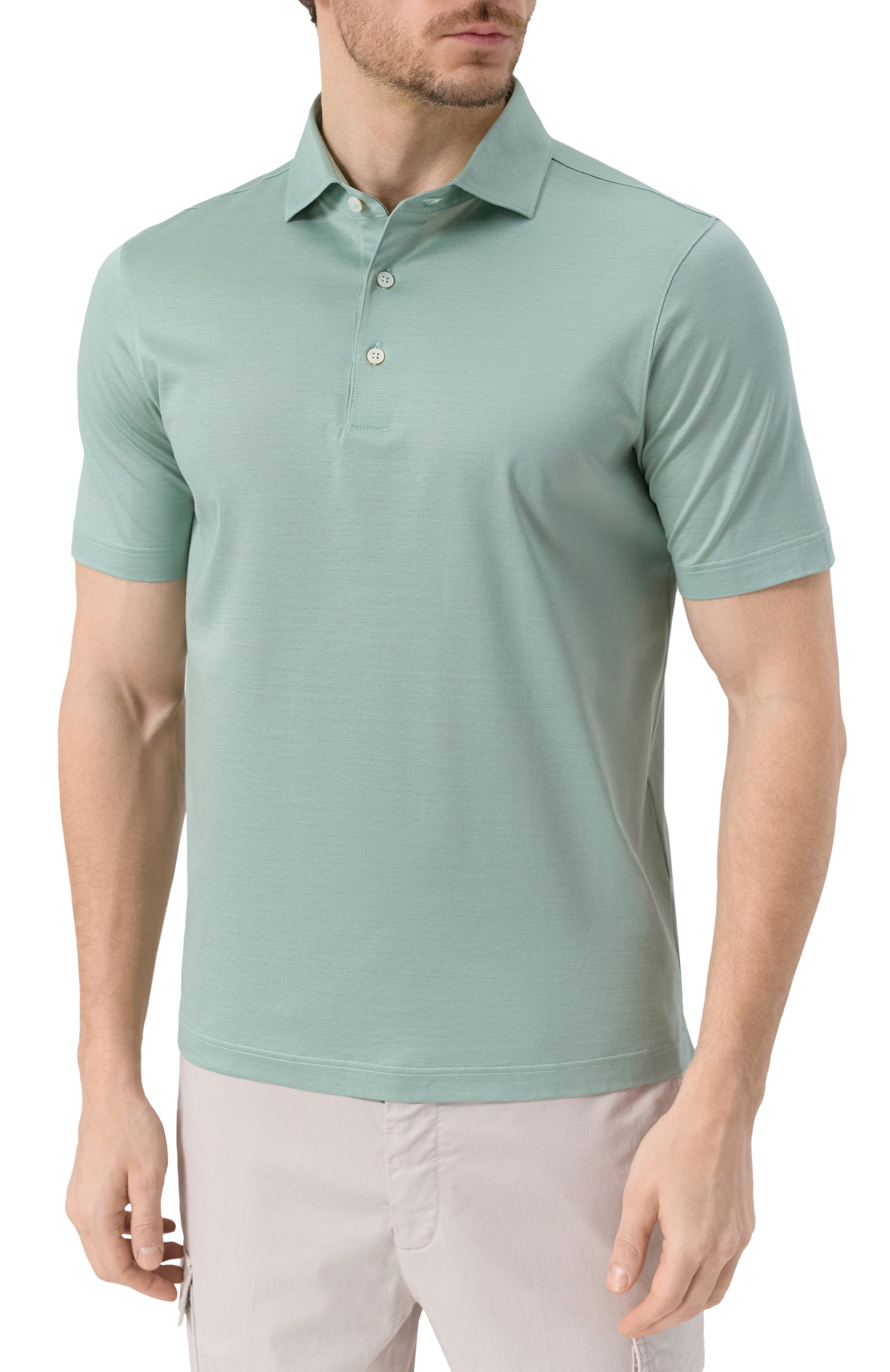 Хлопковое поло GRAN SASSO бирюзового цвета по цене 19250 руб., арт. 60103/74002, фото 3 Хлопковое поло GRAN SASSO, арт. 60103/74002, фото 3