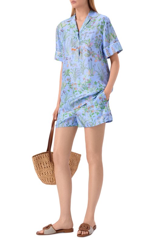 Шелковые шорты Gucci 856120/ZAULE Голубой  856120/ZAULE Фото 2