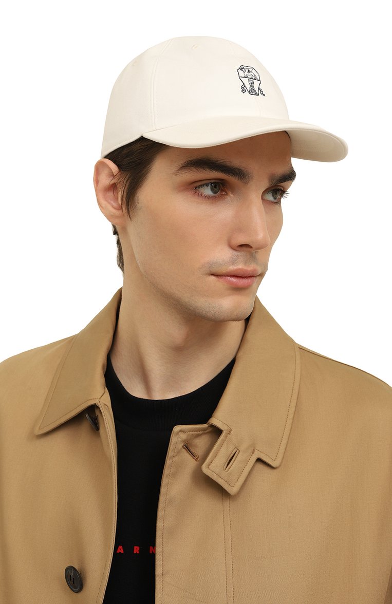 Мужская хлопковая бейсболка BRUNELLO CUCINELLI белого цвета, арт. M252W9938P | Фото 2 (Материал: Хлопок, Текстиль; Нос: Не проставлено)