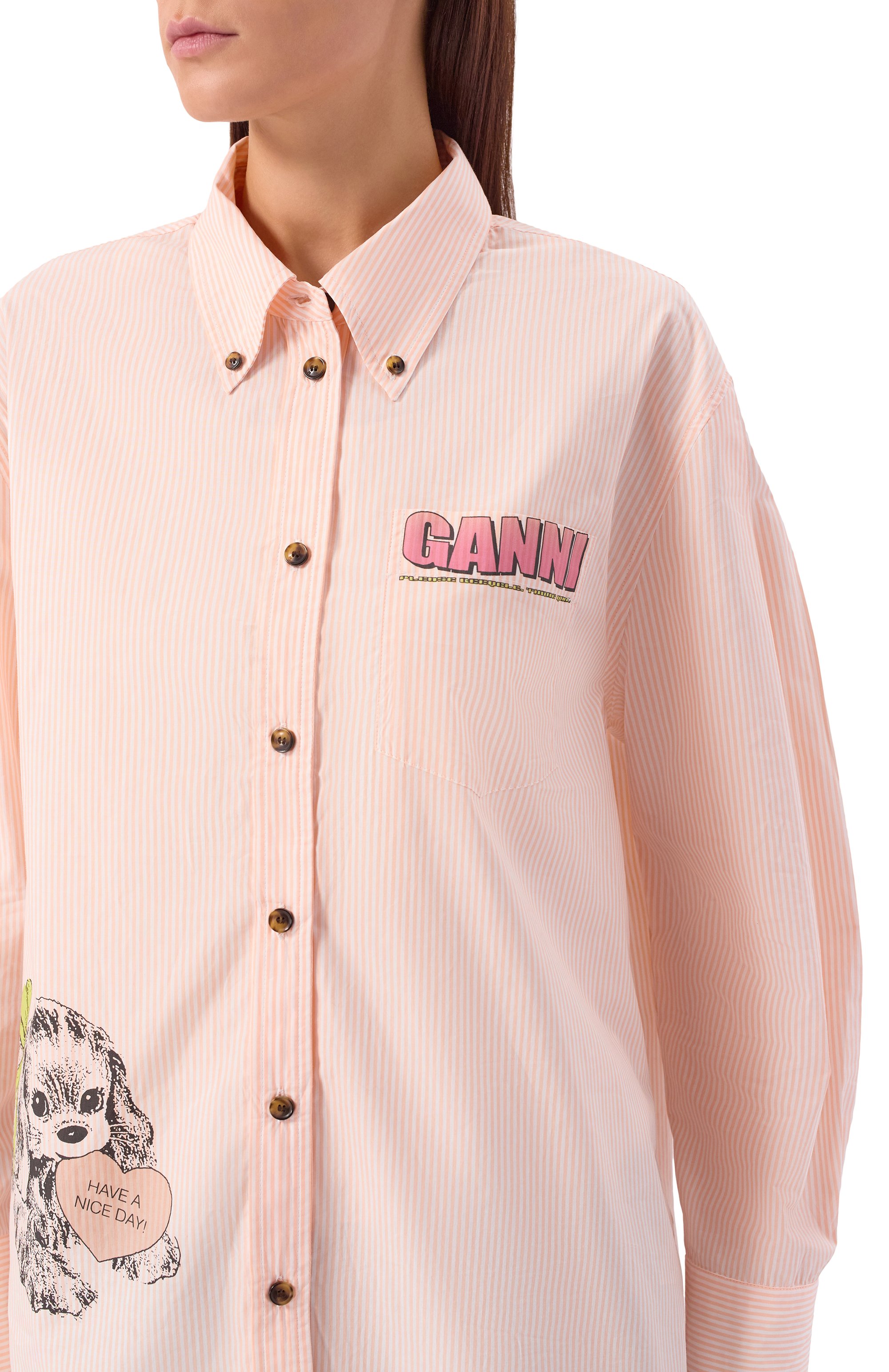 Хлопковая рубашка GANNI, арт. W0898, фото 5