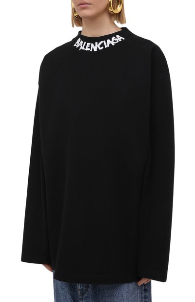 Хлопковый лонгслив BALENCIAGA черного цвета по цене 51950 руб., арт. 646222/TJV96, фото 3 Хлопковый лонгслив BALENCIAGA, арт. 646222/TJV96, фото 3