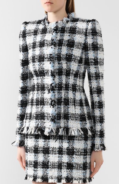 Твидовый жакет ALEXANDER MCQUEEN синего цвета по цене 299500 руб., арт. 586230/QEAAR, фото 3 Твидовый жакет ALEXANDER MCQUEEN, арт. 586230/QEAAR, фото 3