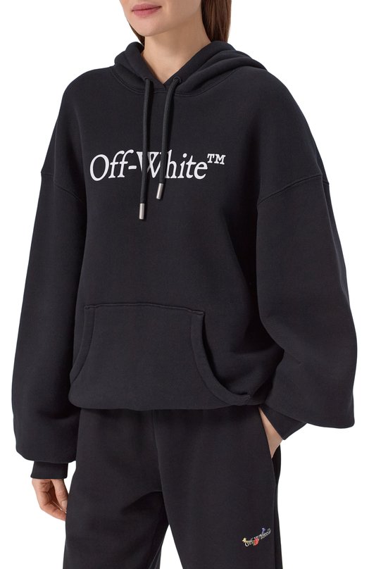 Хлопковое худи Off-White 0WBB058C99FLE001 Чёрный  0WBB058C99FLE001 Фото 3