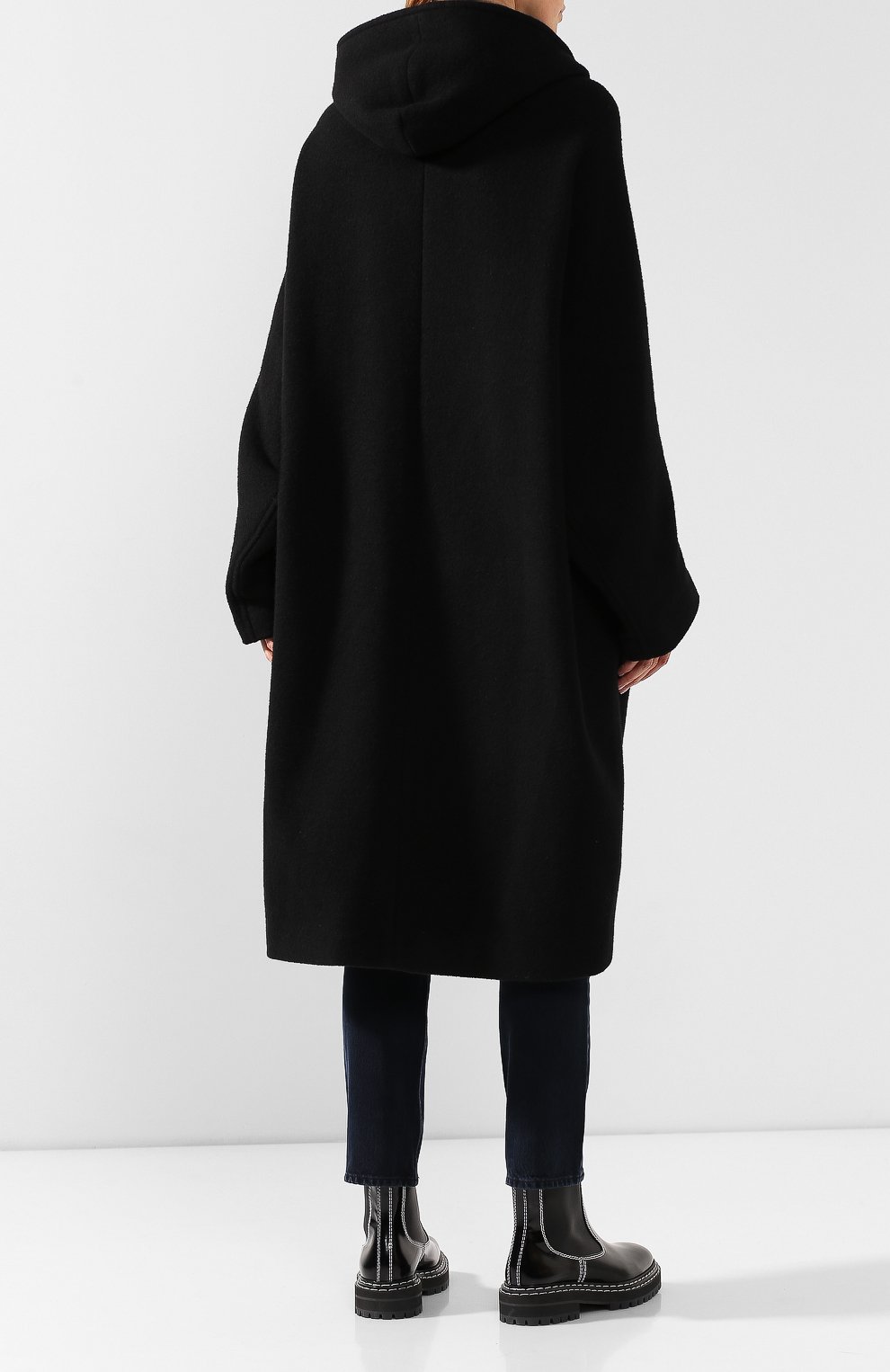 Кашемировое пальто YOHJI YAMAMOTO черного цвета по цене 127000 руб., арт. YJ-C01-127, фото 4 Кашемировое пальто YOHJI YAMAMOTO, арт. YJ-C01-127, фото 4
