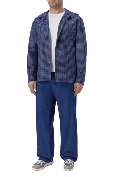 Рубашка из шерсти и шелка KITON синего цвета по цене 193500 руб., арт. UMCPETEK0628G, фото 2 Рубашка из шерсти и шелка KITON, арт. UMCPETEK0628G, фото 2