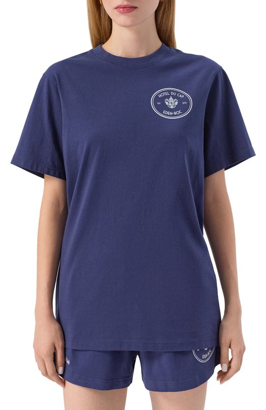 Хлопковая футболка Sporty and Rich T004360666BL106 Синий  T004360666BL106 Фото 3