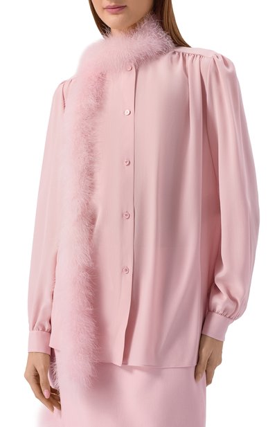 Шелковая блузка с отделкой перьями VALENTINO, арт. 8B3AB8A1/21B, фото 3