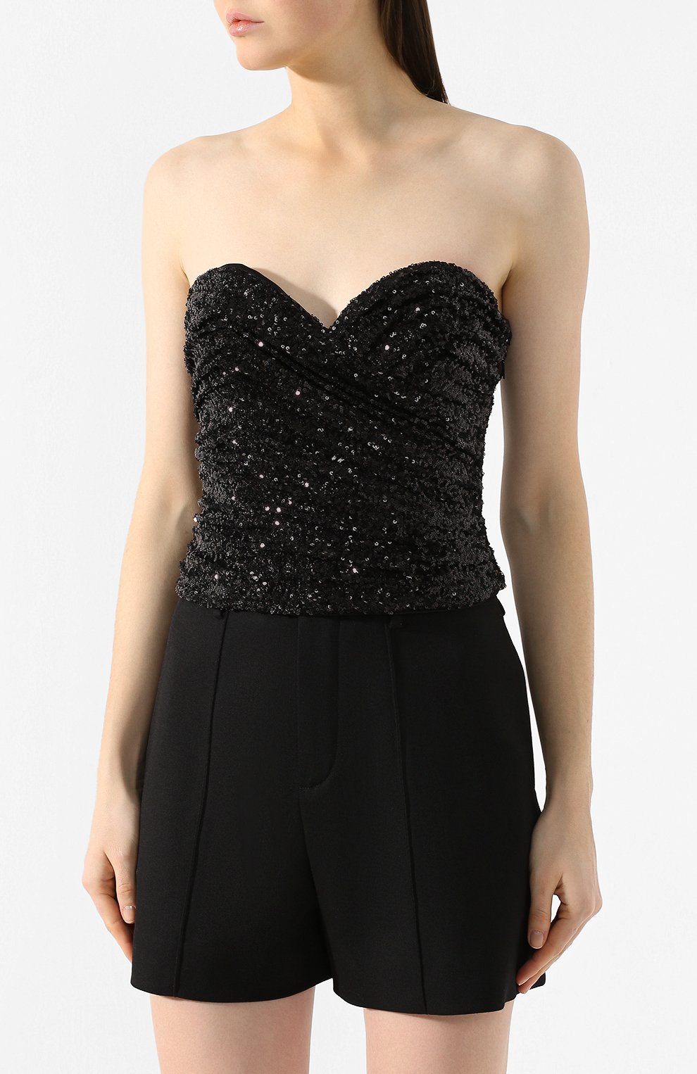 Топ с пайетками SAINT LAURENT черного цвета по цене 225500 руб., арт. 606071/Y400Q, фото 3 Топ с пайетками SAINT LAURENT, арт. 606071/Y400Q, фото 3