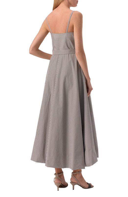 Хлопковое платье Brunello Cucinelli MH768A5339 Коричневый  MH768A5339 Фото 4
