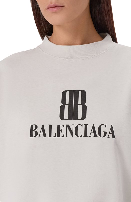 Хлопковая футболка Balenciaga 818431/TSVU4 Белый  818431/TSVU4 Фото 5