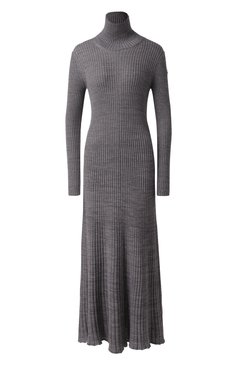 Женское шерстяное платье MONCLER серого цвета, арт. 9L000-08-M1180 | Фото 1 (Длина Ж (юбки, платья, шорты): Миди; Материал внешний: Шерсть; Стили: Кэжуэл; Случай: Повседневный; Женское Кросс-КТ: Платье-одежда; Кросс-КТ: Трикотаж; Рукава: Длинные)