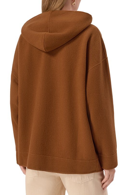 Полупальто из шерсти и кашемира Max Mara ETUANIA Коричневый  ETUANIA Фото 4