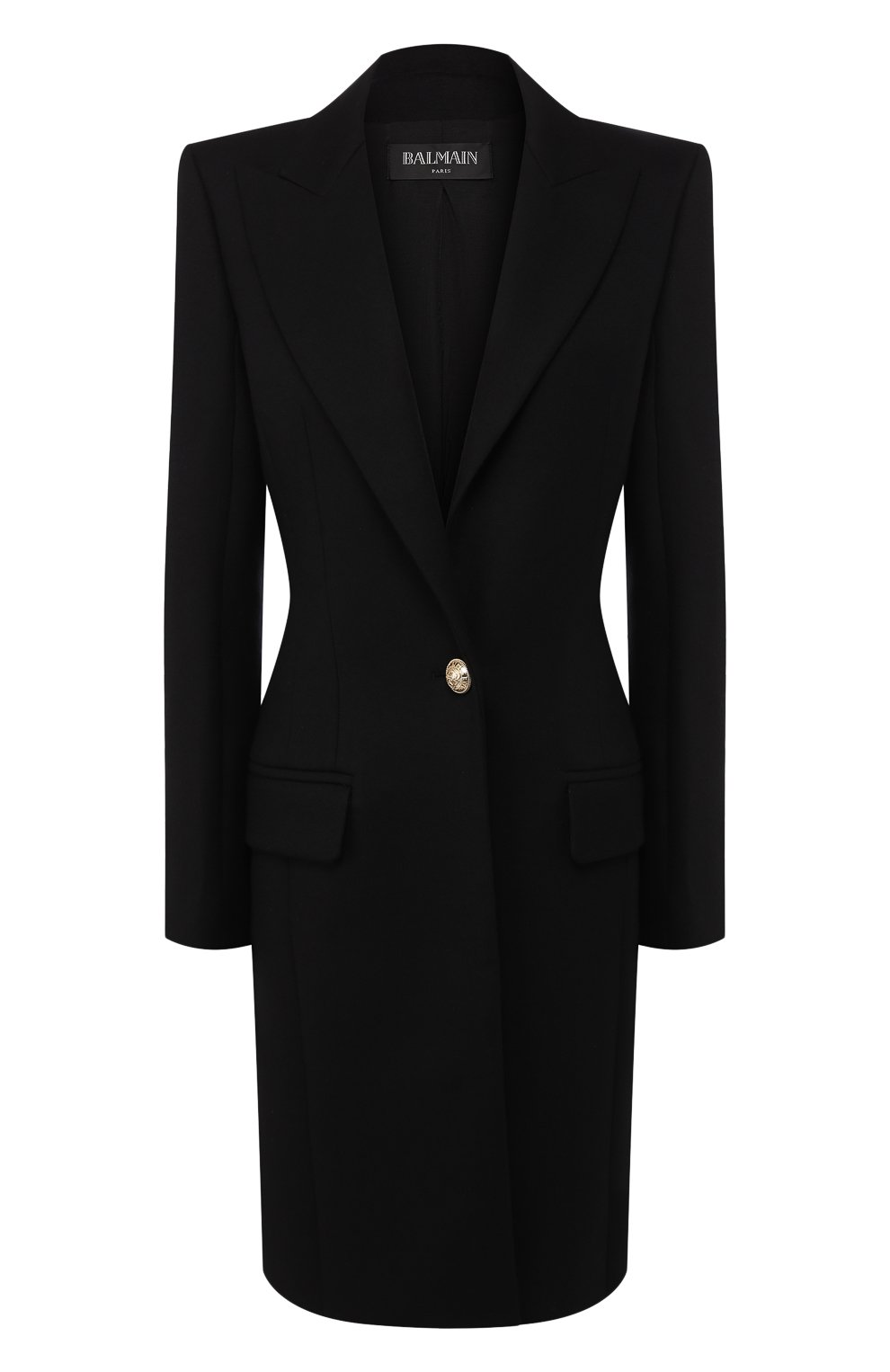 Шерстяное пальто BALMAIN черного цвета по цене 358000 руб., арт. SF18541/W031, фото 1 Шерстяное пальто BALMAIN, арт. SF18541/W031, фото 1