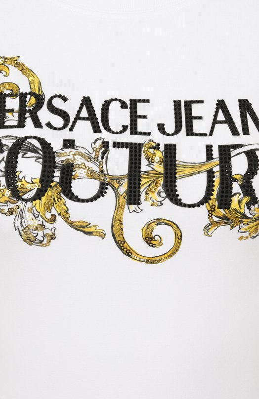 Хлопковая футболка Versace Jeans Couture 78HAHC05/CJ02C Белый  78HAHC05/CJ02C Фото 6
