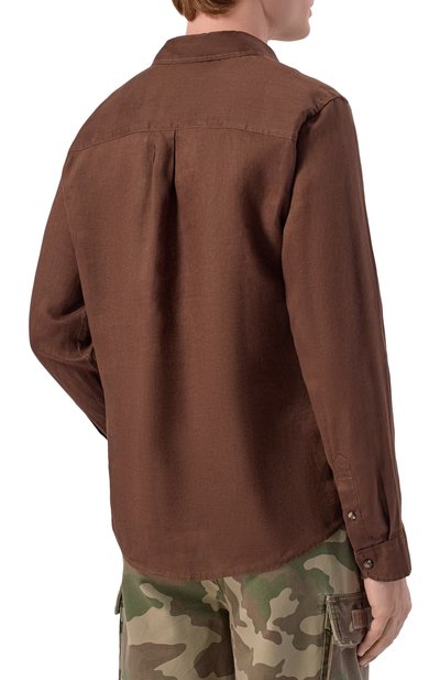 Льняная рубашка AERONAUTICA MILITARE коричневого цвета по цене 18050 руб., арт. CA1321UCT03089, фото 4 Льняная рубашка AERONAUTICA MILITARE, арт. CA1321UCT03089, фото 4