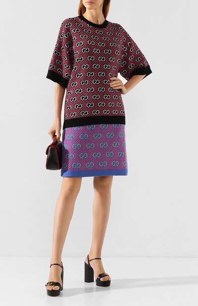 Шерстяная юбка GUCCI голубого цвета по цене 79000 руб., арт. 579865/XKASE, фото 2 Шерстяная юбка GUCCI, арт. 579865/XKASE, фото 2