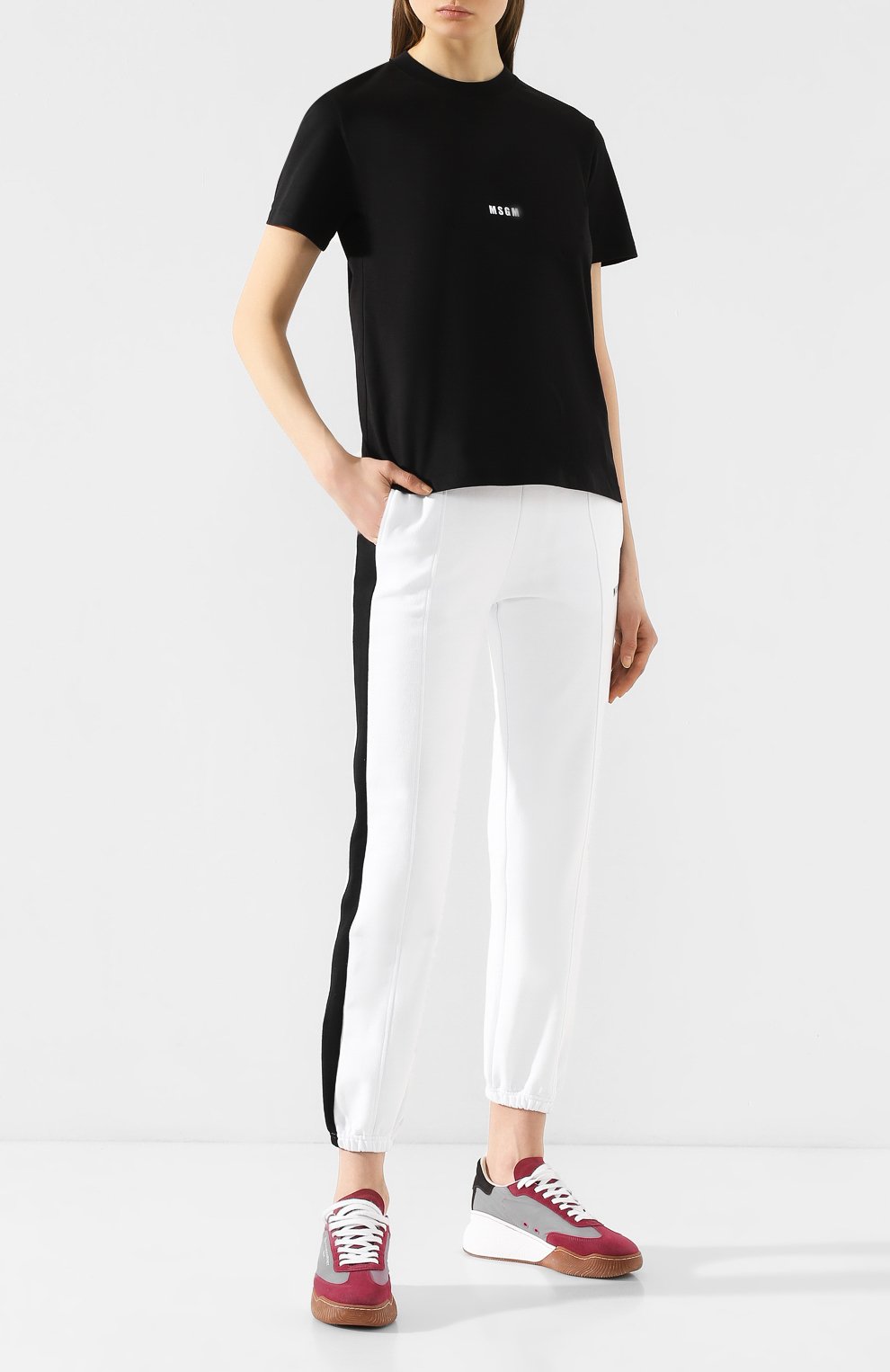 Хлопковая футболка MSGM черного цвета по цене 7750 руб., арт. 2841MDM100 207298, фото 2 Хлопковая футболка MSGM, арт. 2841MDM100 207298, фото 2