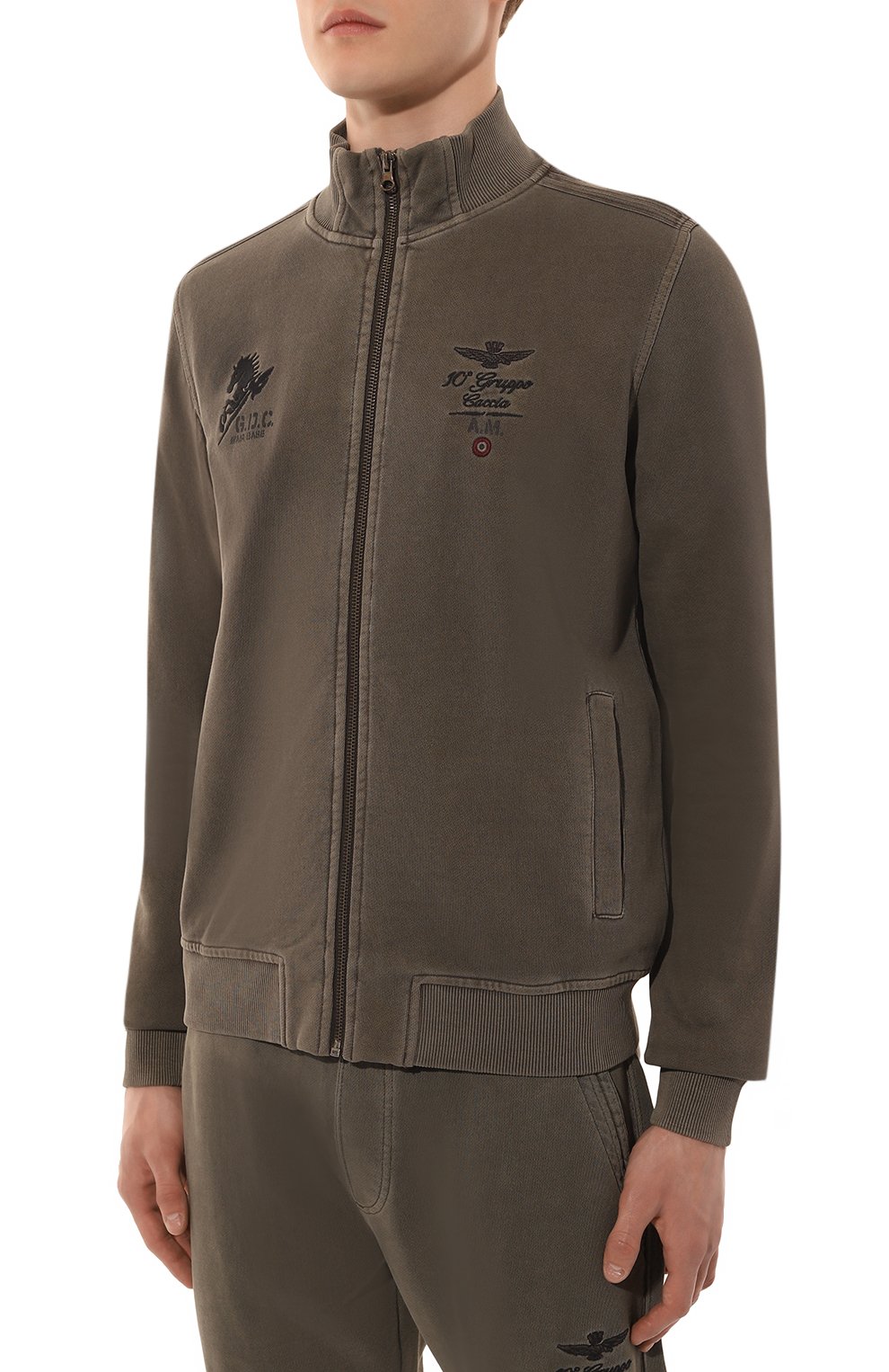 Хлопковый спортивный костюм AERONAUTICA MILITARE хаки цвета по цене 30750 руб., арт. TF080F539, фото 2 Хлопковый спортивный костюм AERONAUTICA MILITARE, арт. TF080F539, фото 2