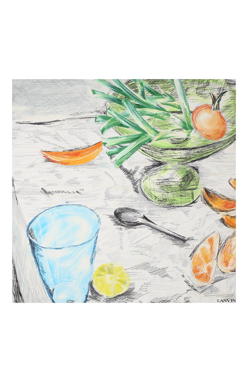 Шелковый платок LANVIN разноцветного цвета по цене 29950 руб., арт. 6L9090/SQ589, фото 3 Шелковый платок LANVIN, арт. 6L9090/SQ589, фото 3