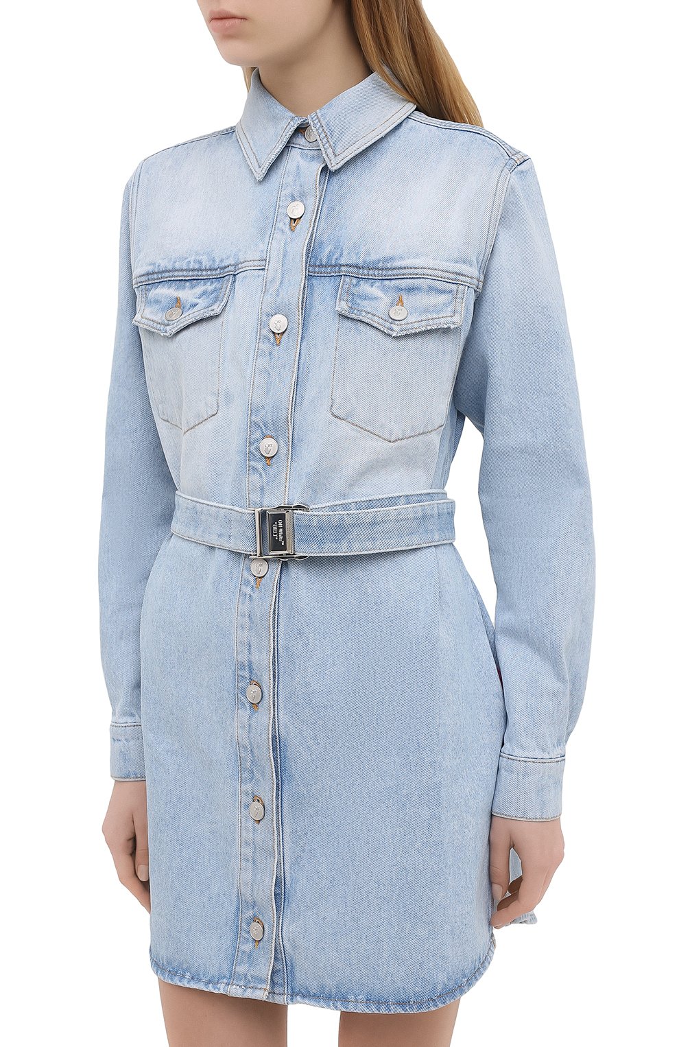 Джинсовое платье OFF-WHITE голубого цвета по цене 88350 руб., арт. 0WYM007R21DEN001, фото 3 Джинсовое платье OFF-WHITE, арт. 0WYM007R21DEN001, фото 3