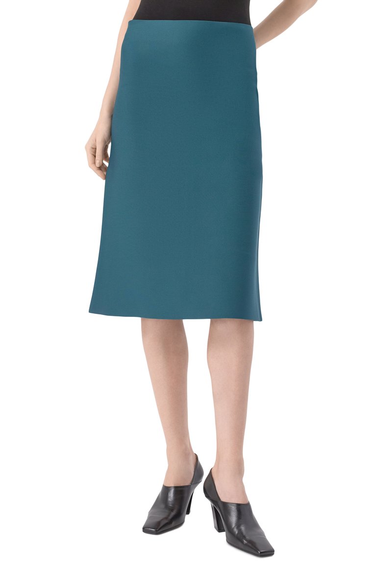 Женская юбка JIL SANDER бирюзового цвета, арт. J03MA0236/J19155 | Фото 3 (Автоматизация состава: Проставлено; Автоматизация ТО: Проставлено; Материал внешний: Синтетический материал; Длина Ж (юбки, платья, шорты): До колена; Стили: Кэжуэл; Женское Кросс-КТ: Юбка-одежда)