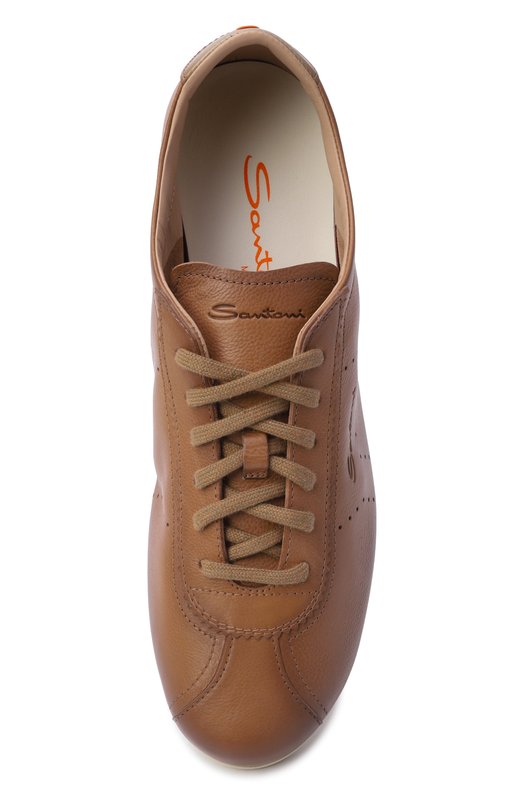 Кожаные кеды Santoni WBYG61449TIRTFIY Бежевый  WBYG61449TIRTFIY Фото 6