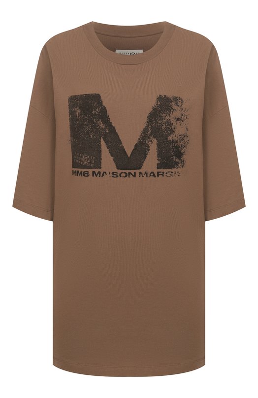 Хлопковая футболка MM6 S52GC0342/S24312 Коричневый S52GC0342/S24312