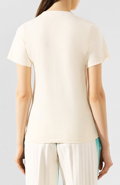 Хлопковая футболка LANVIN кремового цвета по цене 47000 руб., арт. RW-T0662J-JU11-P20, фото 4 Хлопковая футболка LANVIN, арт. RW-T0662J-JU11-P20, фото 4
