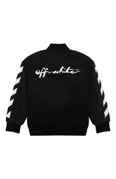 Детская шерстяной бомбер OFF-WHITE черного цвета, арт. OBEH001F22FAB0021001 | Фото 2 (Материал внешний: Шерсть, Вискоза; Рукава: Длинные; Материал сплава: Проставлено; Материал подклада: Синтетический материал; Драгоценные камни: Проставлено; Ростовка одежда: 10 - 11 лет | 140 - 146см, 12 лет | 152 см, 4 года | 104 см, 6 лет | 116 см, 8 лет | 128 см)