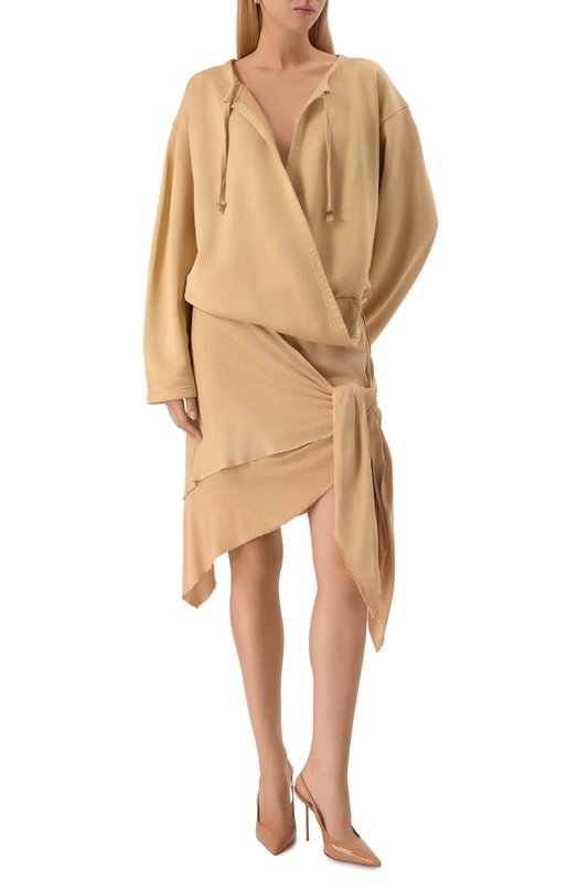 Платье из вискозы и хлопка Diesel A19230/0IKCJ Бежевый  A19230/0IKCJ Фото 3