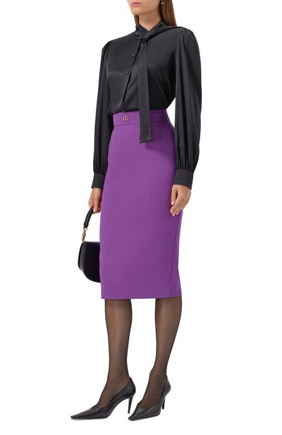 Шерстяная юбка DOLCE & GABBANA фиолетового цвета по цене 98000 руб., арт. F4CJGT/FU2L8, фото 2 Шерстяная юбка DOLCE & GABBANA, арт. F4CJGT/FU2L8, фото 2